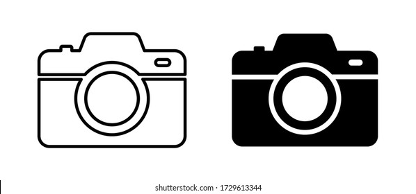 Camera photo. Vector isolated icon. Digital snapshot image black vector icons. Thin line vector.  EPS 10