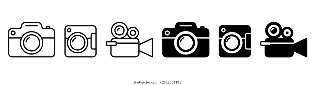 camera, photo camera, video camera, filming, icon set