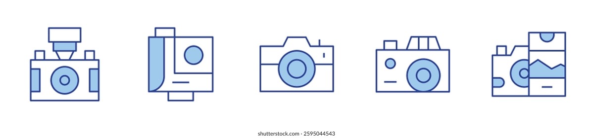 camera, photo camera, video camera. Camera Icon vector illustration. Line Duotone style. Editable stroke.