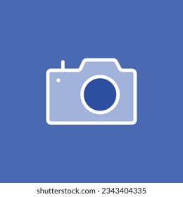 Icono de fotógrafo de cámara vector azul
