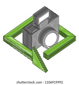 camera photographic with arrow isometric