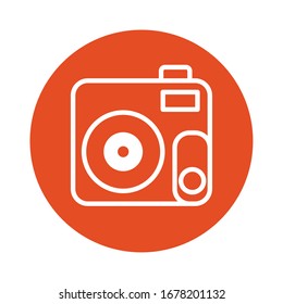 camera photographic block style icon vector illustration design