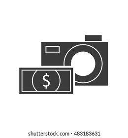 camera photographic with business icon vector illustration design