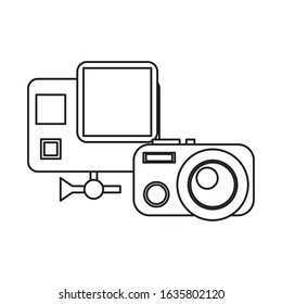 camera photographic device with scanner facial vector illustration design