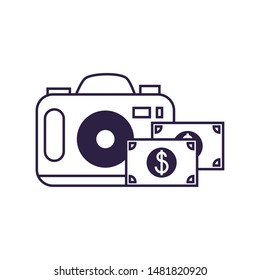 camera photographic digital with bills dollars