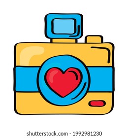 camera photographic with heart love