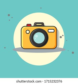 Kamera-Fotografie einzeln auf Vektorillustration auf grüngelbem Hintergrund