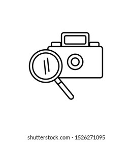 camera photographic with magnifying glass vector illustration design