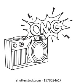 camera photographic pop art style vector illustration design