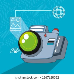 camera photographic with set icons