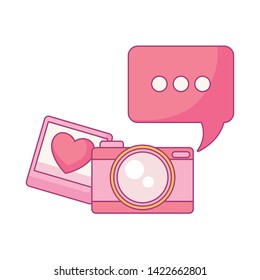 camera photographic with speech bubble