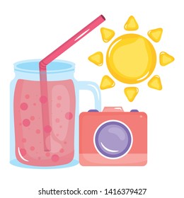 camera photographic with sun and juice jar