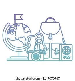 camera photographic with travel set icons