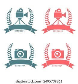 camera photography badge on white background