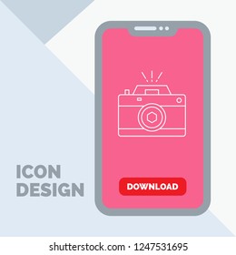 Camera, photography, capture, photo, aperture Line Icon in Mobile for Download Page