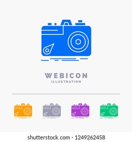 Camera, photography, capture, photo, aperture 5 Color Glyph Web Icon Template isolated on white. Vector illustration