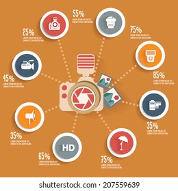 Camera and photography concept info graphic design,clean vector