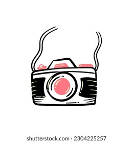 Camera photography cute doodle hand drawn vector illustration for instagram story highlight cover icon