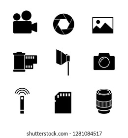 Camera, photography, film, record vector icon set.