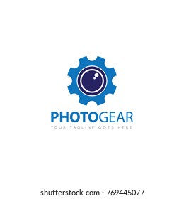 camera photography with gear logo, icon, design template