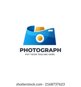 Plantilla de logotipo de color gradiente de fotografía de cámara