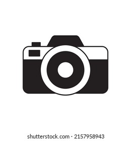 Camera, photography icon in black flat glyph, filled style isolated on white background