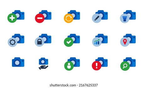 Cámara fotografía conjunto conjunto de iconos colección vector gráfico aislado