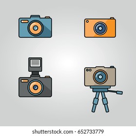 Camera and photography icon set vector