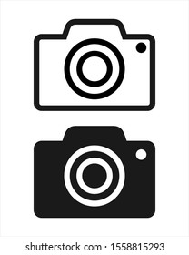 Camera Photography Icons Vector Outline and Solid Black Color Isolated on White