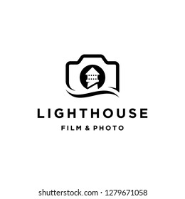 Camera Photography with Lighthouse Logo Design Inspiration