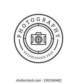Camera photography logo design outline style