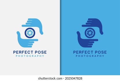 Camera Photography Logo Design with Perfect Pose and Lens Combination Shape.
