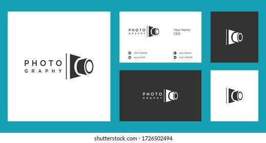 camera photography logo design vector and business card