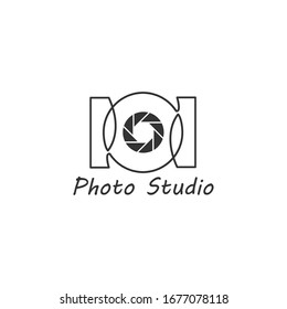 Camera photography logo icon template. Pixel art camera logo isolated on white. Logo studio camera for photographer