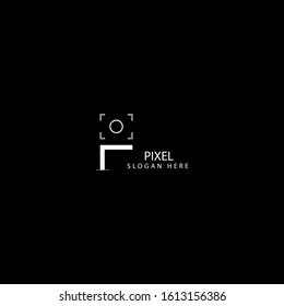 camera photography logo icon vector template. simple modern minimalist camera logo design in black and white. suitable for photographic purposes. isolated on a black background