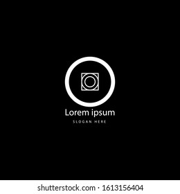 camera photography logo icon vector template. simple modern minimalist camera logo design in black and white. suitable for photographic purposes. isolated on a black background