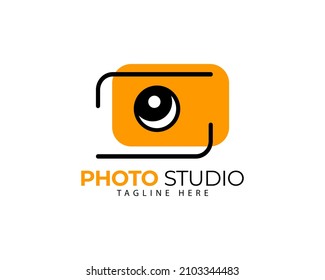 Plantilla de logotipo de vector de resumen de cámara, concepto de logotipo de diseño mínimo para estudio de arte digital, estudio de fotografía, aplicación de fotógrafo y editor de fotos