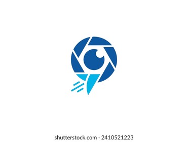 camera photography with plane logo design