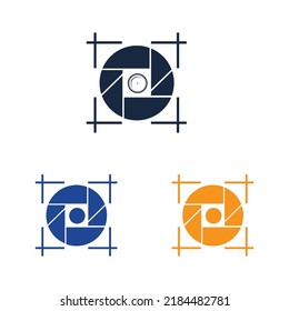 camera photography set  logo icon vector design template