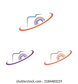 camera photography set  logo icon vector design template
