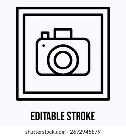 Cámara, icono de Vector de signo de Fotografía, icono de estilo lineal de Vector aislado,
