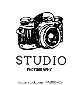 Camera photography studio vector illustration.