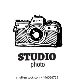 Camera photography studio vector illustration.
