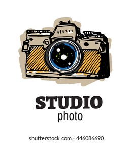 Camera photography studio vector logo illustration.