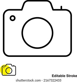 Icono de línea del vector de fotografía de cámara