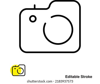 Icono de línea del vector de fotografía de cámara