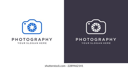 concepto de diseño de logotipo fotográfico de cámara