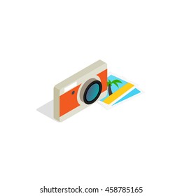Camera and photos icon in isometric 3d style on a white background