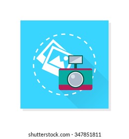 The camera with photos vector illustration.