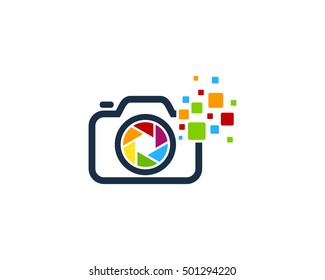 Camera Pixel Digital Photography Logo Design Template